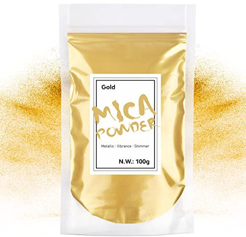 Waysroma Epoxidharz Farbe 100g, Gold Mica Pulver Natur Metallic Epoxidharz Pigment für Kunsthandwerk, Farbe, Seife, Badebomben, Schleim, Kerzen, Schmuck, Kosmetik, Nagelkunst