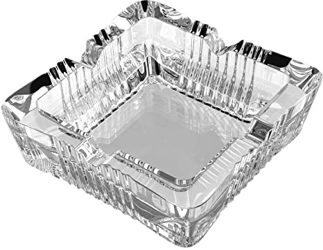 UZQL Posacenere in vetro quadrato, design classico, per erbacce, posacenere grande per la casa, per sigarette all'aperto (10,4 cm)