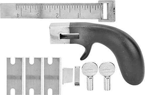 Cortador de Cinturón de Correa de Cuero DIY, Tira de Acero Inoxidable Y Cortador de Cinturón de Cuero de Correa Herramienta de Corte Manual de Cuero con Mango de Aluminio para Artesanía de Cuero