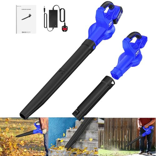 Aspirapolvere Elettrico e Soffiatore per Foglie con Batteria e Caricabatterie, 4.0Ah Batteria, Aspirafoglie Elettrico da Giardino, Velocità Aria 180 km/h, Compatto e Leggero