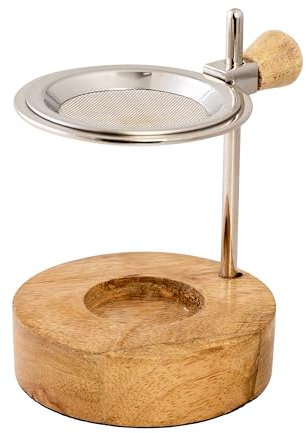 NKlaus Räucherstövchen Silber 12,5cm hoch verstellbar Holzboden rund Weihrauch Teelicht 15871