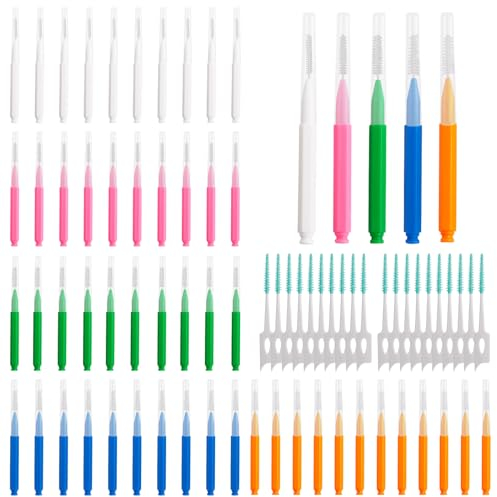 YEERSUO interdentalbürsten, 70 Stück, Zahnspangenbürste, Einweg-Zahnstocher, Zahnseide, Zahnreinigung, Mundseide, verschiedene Größen, zahnzwischenraumbürsten, dentalbürsten