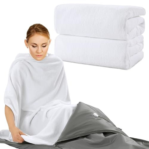 BALAPET 2 Pack Sauna Blanket Insert Towel,100% Cotton Insert for Sauna Blanket, Soft Absorbent Sauna Towel for Infrared Sauna Blankets,Reusable and Machine Washable(White)
