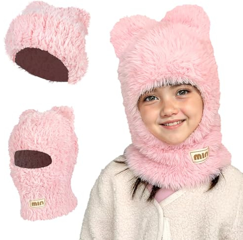 TAGVO Cagoule Thermique Multifonctionnel Hiver Bonnet Tricot Laineux 3 en 1 Chauffe-Cou Polaire