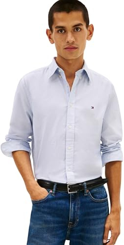 Tommy Hilfiger Flex Poplin Fake Solid RF Shirt Mw0mw41711 Camisa L/S Hombre (Pack de 1)