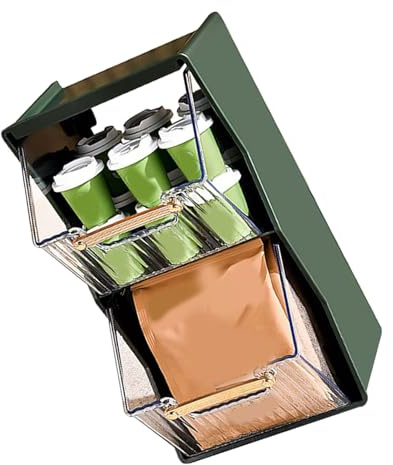 Boîte de Rangement de Sacs à Thé en 2 Couches, Organisateur de Sacs à Thé Transparent Détachable à Thé, Organisateur de Porte Thé à Thé pour Sachets de Thé, Comptoir, Tiroir (Vert foncé)