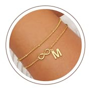 SLOONG Armband Damen Gold, Gold Armband mit Buchstaben Personalisiert Damen Armbänder Teenager Mädchen Geschenke Jewelry Armkette Kinder Schmuck Geschenk mädchen 4 5 6 7 8 9 10 11 12 Jahre