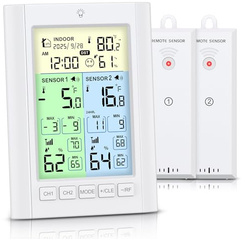 Ankilo Fridge Thermometer, Digital Fridge Freezer Thermometer Alarm Alert