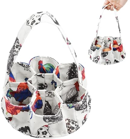 Egg Collecting Basket with 7 Pouches, Mini Egg Collecting Bags Gathering Bag for Fresh Eggs Transporting Storage, Farmhouse Eggs Gathering Basket for Chicken, Hen, Duck, Goose