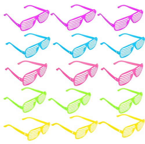 Geukmun 15Pcs Party Glasses Blinds Neon Glasses, Funny Disco Venetian Blinds Sunglasses, Costume Glasses, Fancy Dress Party Favours, Decorative Items, Neon Party Accessories