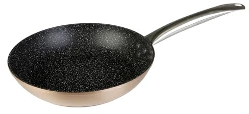 WECOOK! Professional Padella, Induzione, 22cm, Antiaderente Ecologico in Pietra senza PFOA, Alluminio Forgiato, 2,8 mm Spessore, Rame, Maniglia in Acciaio Inox, Vitroceramica, Gas, Forno