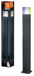 LEDVANCE Smarte LED Aussenleuchte, Stehleuchte mit WiFi Technologie für Außen, RGB-Farben änderbar, Aluminium dunkelgr, 80cm Höhe, Kompatibel mit Google und Alexa Voice Control, SMART+ WIFI CUBE