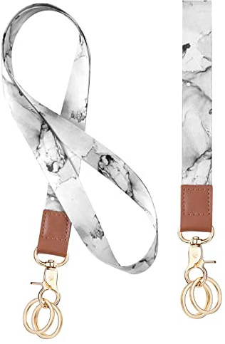 Vicloon Nyckelband med nyckelring, halsband och nyckelband, kort band för nycklar, halsband för nycklar, ID-korthållare, mobil telefon, dubbelsidig utskrift i full färg
