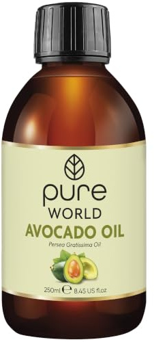 Pure World Natural Avocado Oil 250ML Cold Pressed Freshly Pressed Premium Bottled in the UK 100% Pure & Natural Nourishing, Vegan, Edible