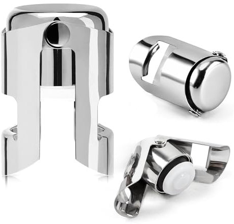Pack of 1 RMS Stainless Steel Bottle Stoppers for Prosecco and Wine - Champagne Stainless Steel Prosecco Bottle Stopper - Premium, Durable and Leak Proof Airtight Seal for Sparkling Wine Bottles