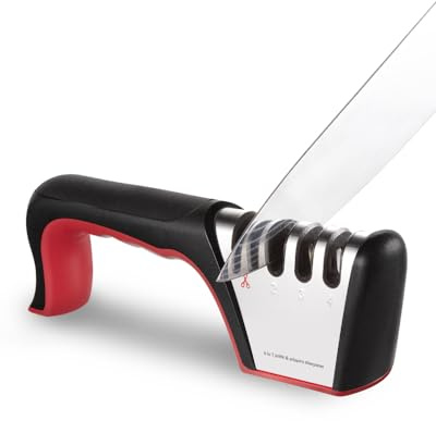 Brigii 4-in-1 Knife Sharpener, Kitchen Knife Accessories for Ceramic Knives, Steel Knives and Scissors, Aiding in Repair, Restoration, and Polishing of Blades
