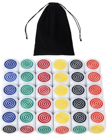 30 PCS Cubo de color, 6 colores, 16 MM colorido, con puntos personalizables, se puede utilizar en el aula para enseñar colores básicos y neutros