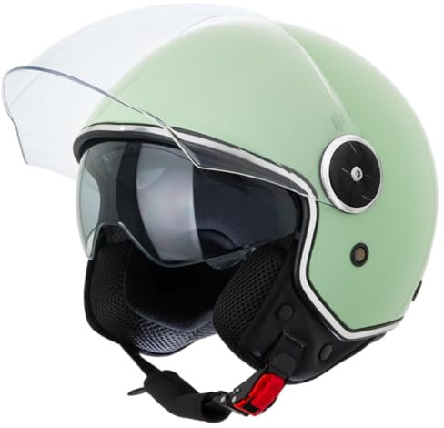 VINZ Tobia Jethelm mit Doppelvisier | Roller Helm mit Sonnenblende | In Gr. XS-XXL | ECE 22.06 Zertifiziert | Motorradhelm mit Visier |Viele Farben Erhältlich - Mint
