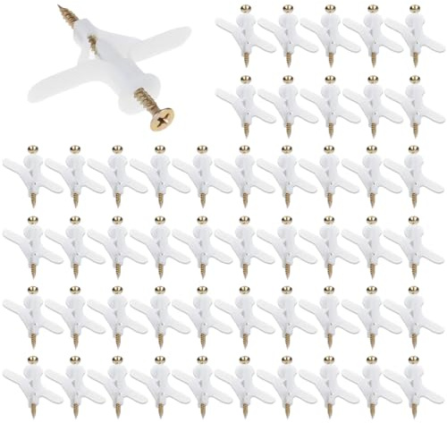 CPJJ 50 Pares Tacos Pladur y Tornillos Pladur, Tornillos Para Pladur,Tacos Para Pladur Autoperforante, Con Tornillos, Para Placas Yeso, Losas Fibra Yeso, Hormigón, Ladrillos