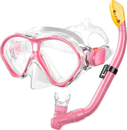 Kids Snorkel Set, Snorkel Set Kids, Diving Mask for Children as Unisex Kids Swimming Goggles, Anti-Fog Diving Mask and Dry Top Snorkel Combo Set for Boys Girls