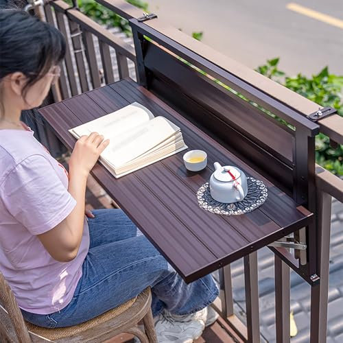 Fällbart hängande bord för utomhus balkongbar och små utrymmen justerbart lyftskrivbord för kaffeväxter och mer idealisk för terrass, trädgård, veranda och däck