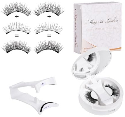 [Nuovo 2025] Set di ciglia finte magnetiche riutilizzabili con custodia magnetica integrata - Applicazione facile, aspetto naturale, tenuta forte, 100% senza crueltà per un fascino tutto il giorno