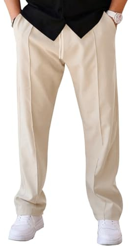 WINKEEY Pantaloni Uomo con Tasche Pantaloni Tuta Casual a Vita Elastica Moda Gamba Dritta