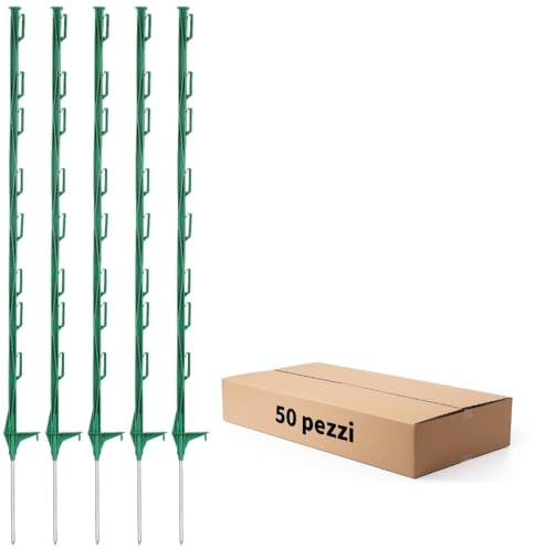 FENSMILE 50 Piezas Postes Valla Eléctrica Plástico Con Ojales, 122cm, Verde