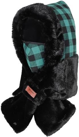 LY4U Combo Chapeau Écharpe pour Femmes, Balaclava Coupe-Vent d'hiver avec Masque Détachable, Capuche Thermique Épaissie en Fleece pour Le Cyclisme, la Course à Pied, Le Ski