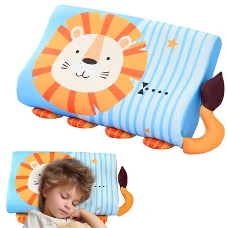 Hojalis Schlummerkids Cojín Calmly, 45 x 27 cm Almohada Niños con Funda, Almohada para Dormir Infantil Calmly, Diseño Ergonómico, Transpirable, Almohadas Infantiles, Ideal para Niño de 3 a 12 Años