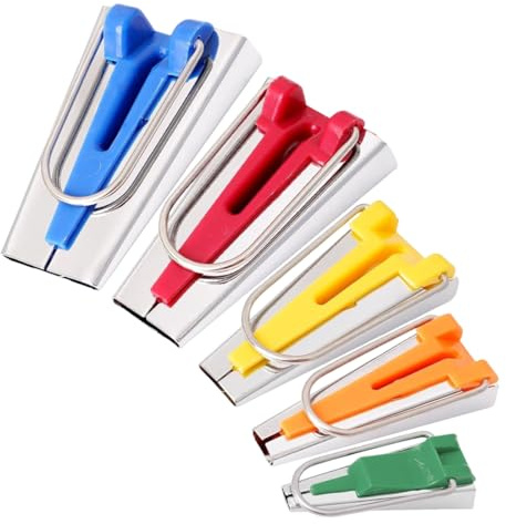 Appareils à Biais, 5 Pièces, Bandes de Tissus de Tailles Différentes, Outil de Machine à Coudre Tricoter, pour biais thermocollants de 6 mm, 9 mm, 12 mm, 18 mm et 25 mm, accessoires de couture
