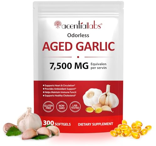 Aged Garlic Extract Softgels - 7,500mg Equivalent Strength (15:1 Concentrate) - Supports Heart Health, Circulation & Immune Function - Non-GMO, Gluten-Free - 300 Softgels
