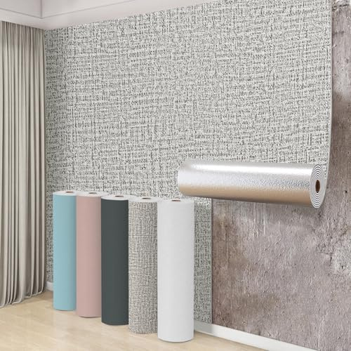 Swehooirt 5 Roll Self Adhesive Thermal Wallpaper 3mm Thick Peel and Stick Wallpaper for Bad Cold Walls Textured Grey Insulating Wall Covering Roll Waterproof Damp Proof Ceiling