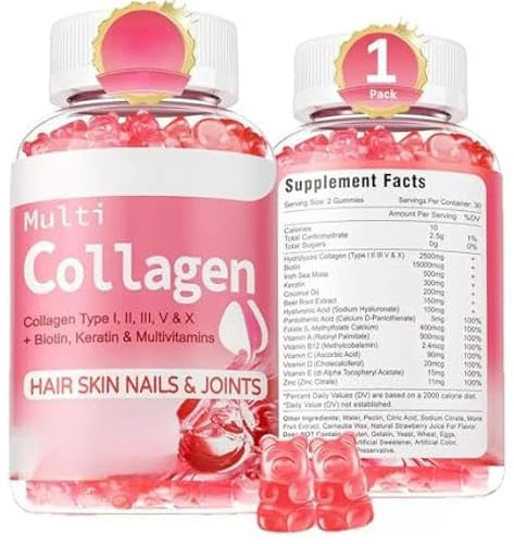 Gomitas de péptidos de colágeno para mujeres y hombres sin azúcar