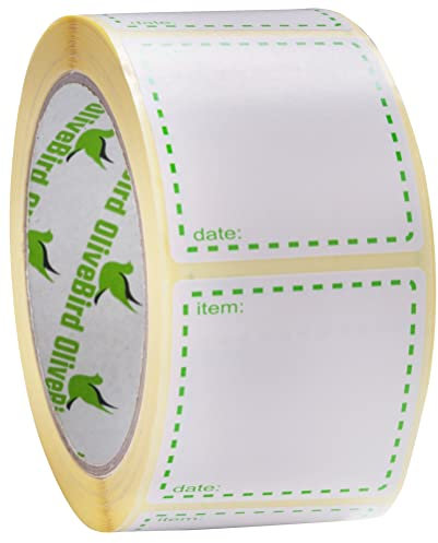 OliveBird 500 x Gefrieretiketten auf Rolle, Selbstklebend Haushaltsetiketten, Größe 50x50mm Datum Etiketten