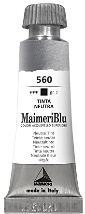 MaimeriBlu 12ml Single-Pigment Watercolor Paint - Neutral Tint PBk26 Professional Watercolor Paint - Lightfast and Transparent Watercolor Paint Tube for Artists