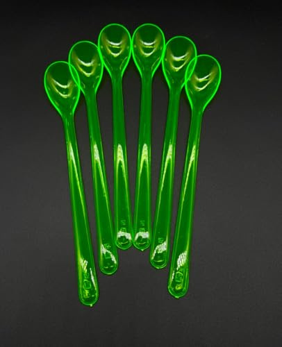 Löffel Eierlöffel Kunststofflöffel Langstiellöffel Longdrink Cocktaillöffel Eislöffel Joghurtlöffel Dessertlöffel Bowlelöffel 18 cm lang 6 Stück im Set Mehrwegbesteck, Farbe grün-glasklar