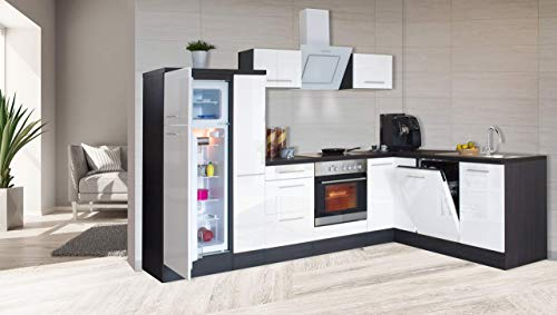 respekta Küche Küchenzeile Winkelküche Eiche Weiß Amanda 290 x 200 cm Premium