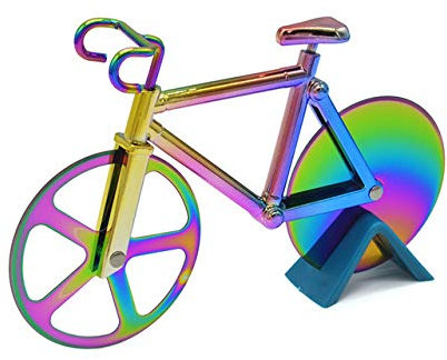 Pizza Cutter Novelty Bike Stainless Steel Fanny Pizza Cutter Wheel with Plastic Holder Professional Kitchen Aid Pizza Cutter,Sharp and Easy to Clean Slicer