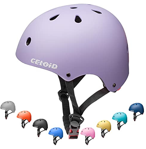 CELOID Kids Bike Helmet,Toddler Skateboard Helmets for Ages Over 5 Years Old Boys Girls,Adjustable Multi-Sport Bicycle Skateboarding Roller Skating Scooter Rollerblade Balance Bike Helmet,Violet