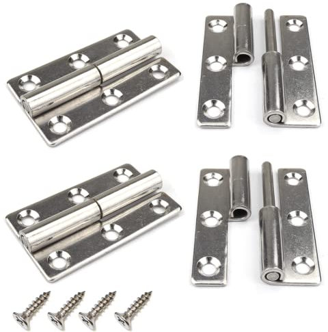Lot de 4 charnières de porte amovibles robustes en acier inoxydable 304 pour portes intérieures et extérieures de 7,6 cm