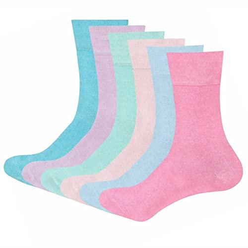 VEARZ® Ladies Diabetic Top Socks Non Elastic Cotton Rich Every Day Socks Womens Easy Grip Calf Socks With Hand Linked Toes Size UK 4-7