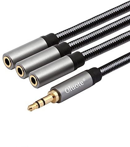 Oluote Cable Divisor de Auriculares, TRS 3.5mm Macho a 3 Puertos TRS 3.5mm Hembra Stereo Audio Jack Cable de Extensión, para Altavoz, Automóvil, Teléfono Inteligente, MP3, PC, Tableta (1.5M)
