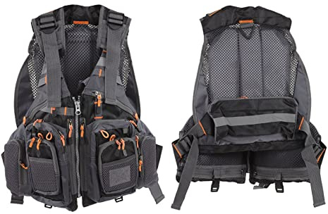 Gilet da Pesca all'aperto, da Uomo e da Donna Gilet da Pesca a Mosca Multitasche di Medie Dimensioni Nero Ad Asciugatura Rapida per Pescatore