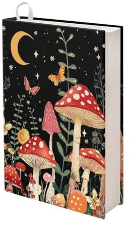 Upetstory Mushroom Book Cover Butterfly Book Sleeve for Paperback Book Protector Case Stretchable Hardcover Covers Sleeve for Book Lovers Women Teen Girls Washable