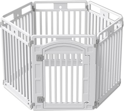Gupamiga Parc pour Chiot, Enclos pour Chien Interieur et Externe, Parc pour Animaux avec Porte, Solide et Smoth, Installation Simple, Blanc (130x65x80cm)