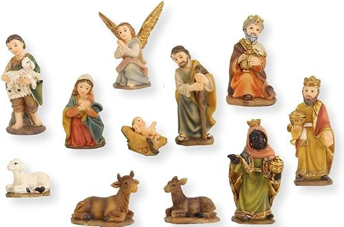 FADEDA 11 statuine per presepe di Markus/altezza: 9 cm, dipinti a mano/dettagliati, decorazione per tavolo di Natale, accessori per presepe