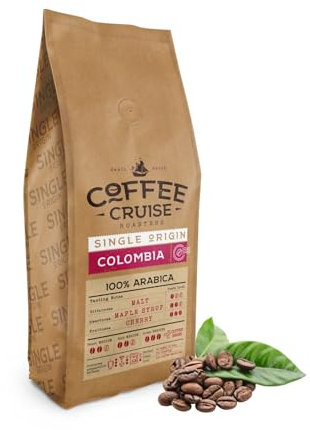 COFFEE CRUISE Caffè Colombia in Grani 1kg - Tostatura Media - Aroma Bacche - Per Tutte le Macchine da Caffè - 100% Arabica