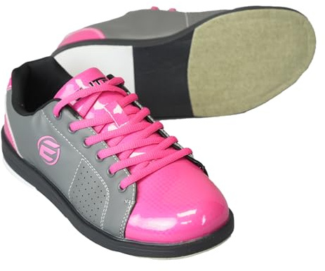 ELITE Women's Classic Bowling Shoes - Lightweight, Vibrant, 1-Year Warranty (Grey/Pink, US Footwear Size System, Adult, Women, Numeric, Medium, 9)