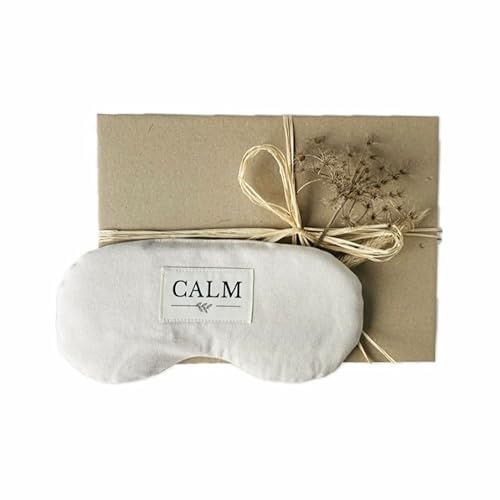 CALM Augenkissen mit Leinsamenfüllung Lavendel, Entspannung, Kühlung, Yoga (Beige)